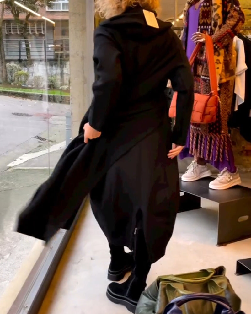 Coco - Vestido midi negro con bolsillos