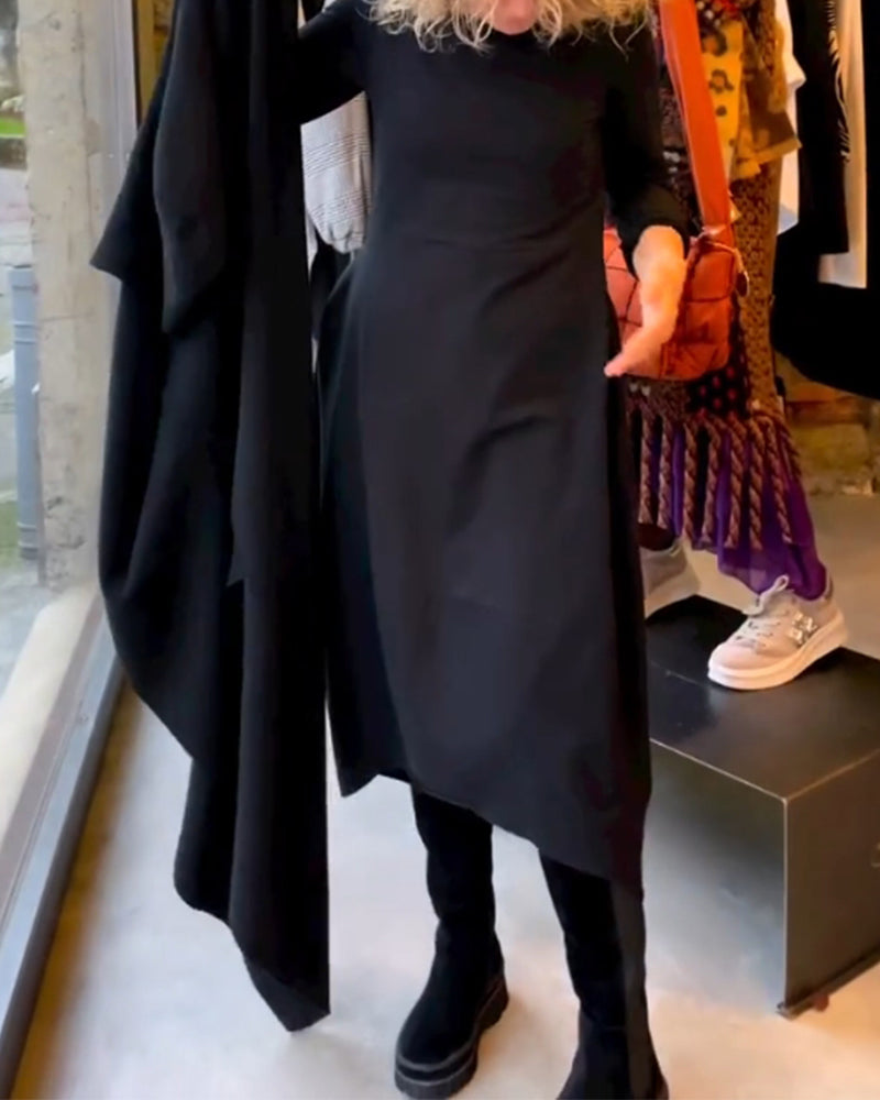Coco - Vestido midi negro con bolsillos