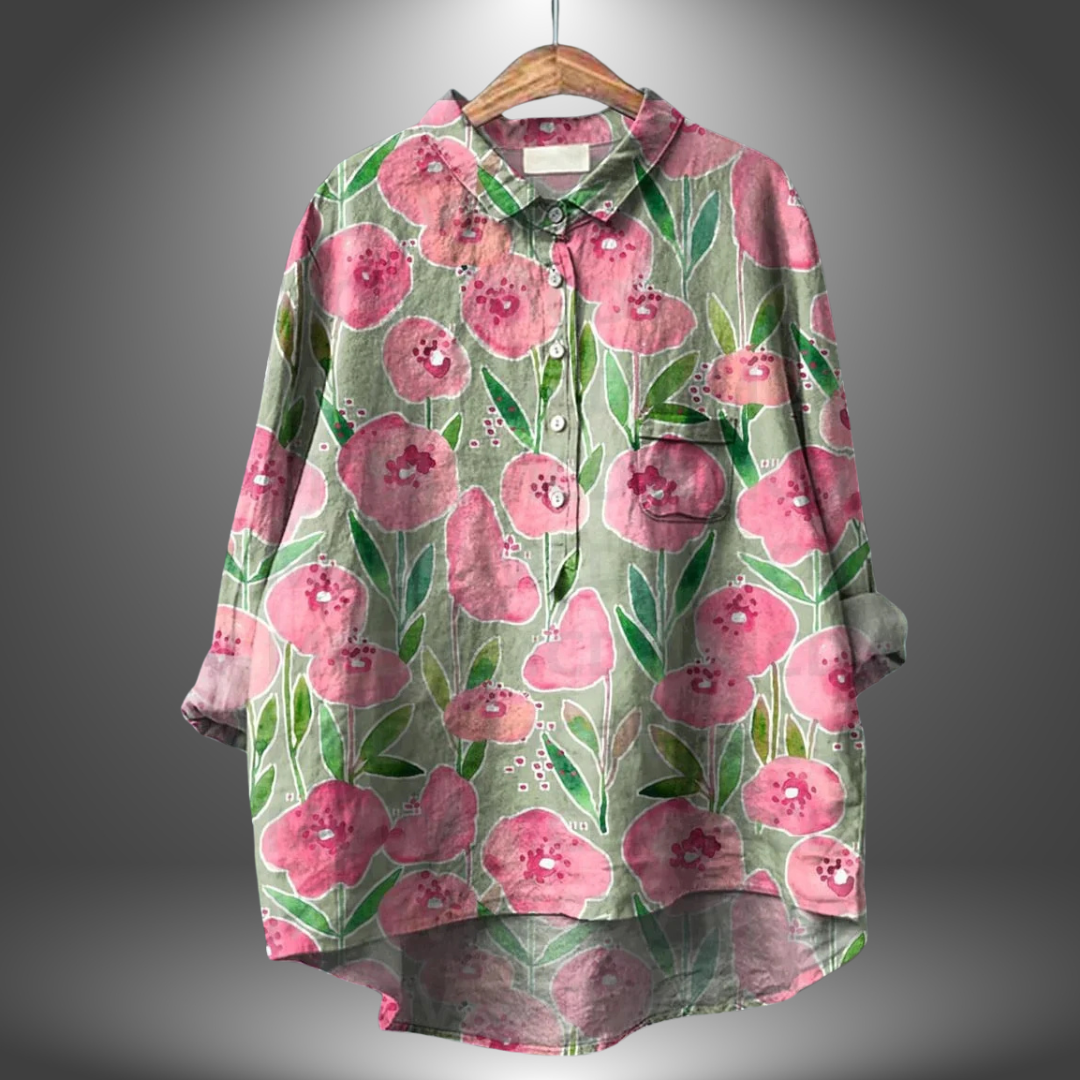 Vina - Camisa Floral Artesanal de Mujer
