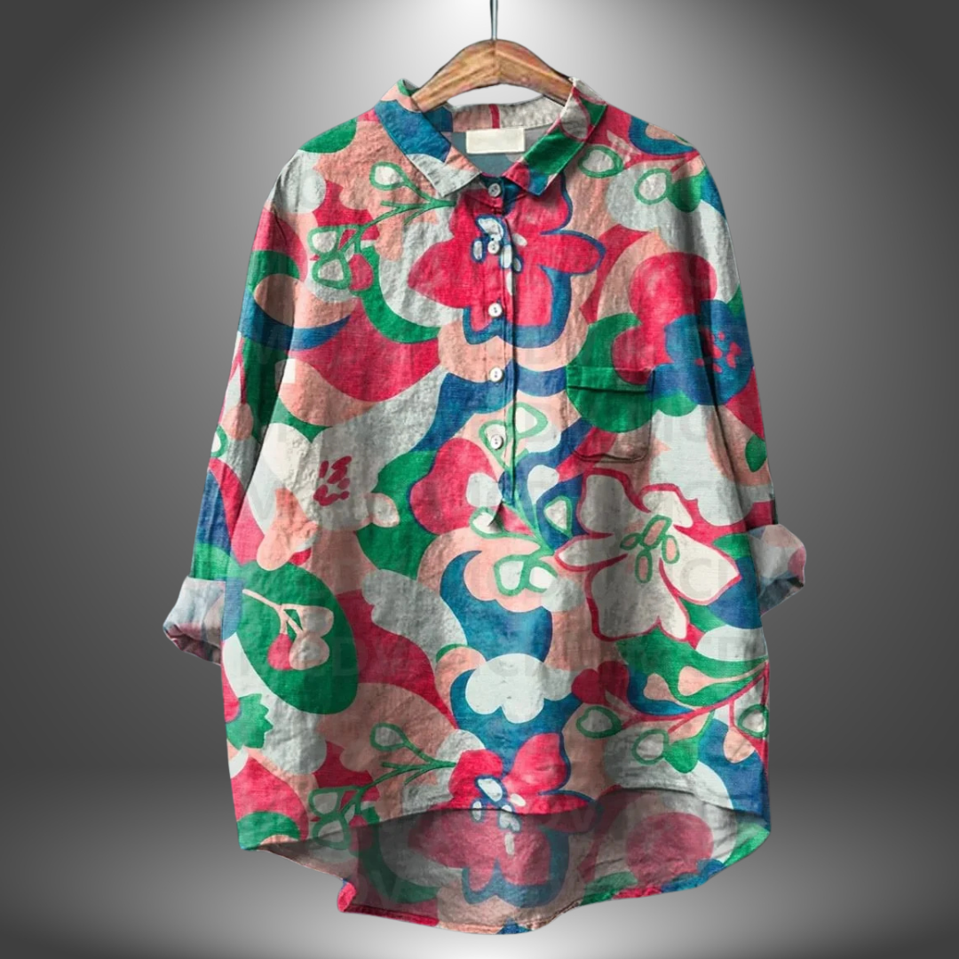 Vina - Camisa Floral Artesanal de Mujer