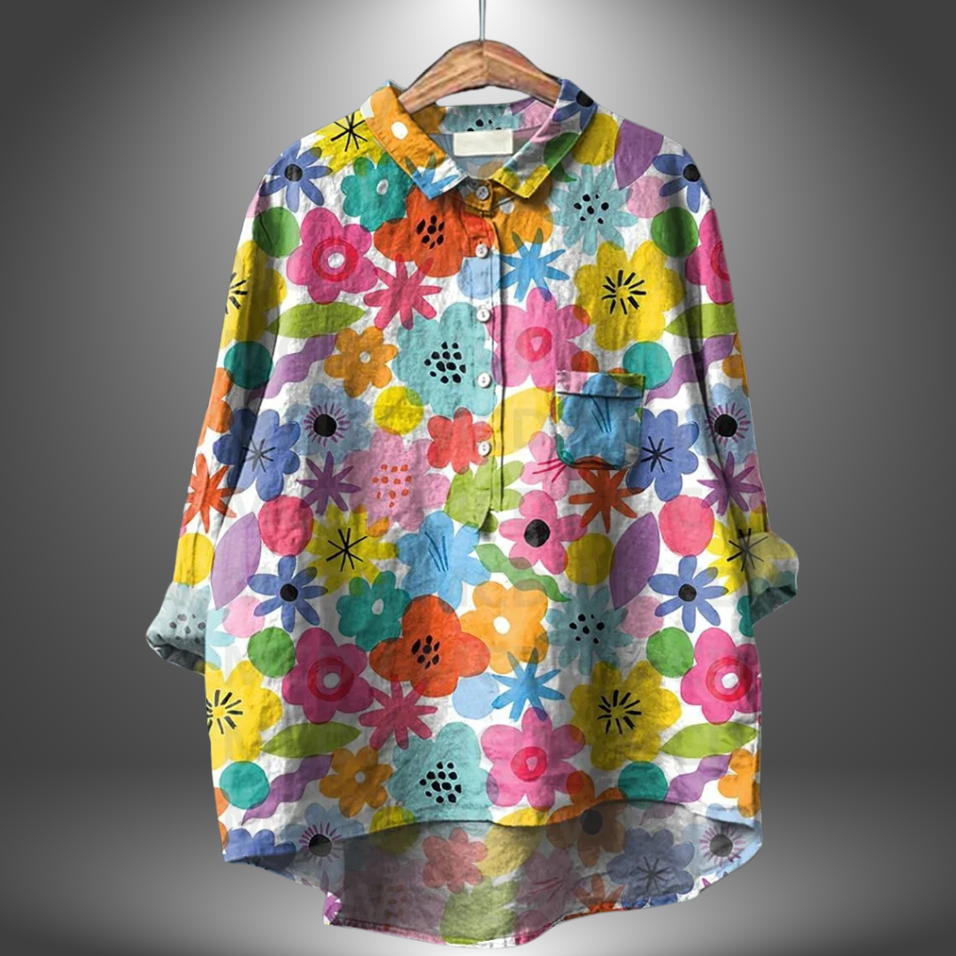 Vina - Camisa Floral Artesanal de Mujer