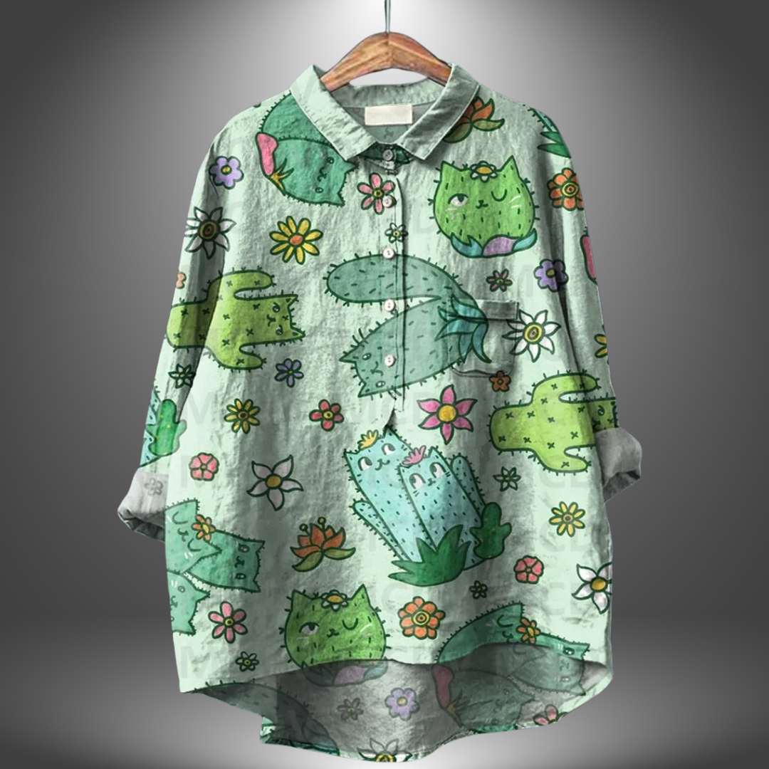 Vina - Camisa Floral Artesanal de Mujer