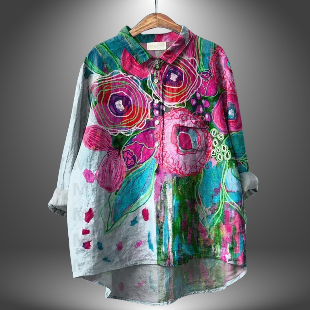 Vina - Camisa Floral Artesanal de Mujer