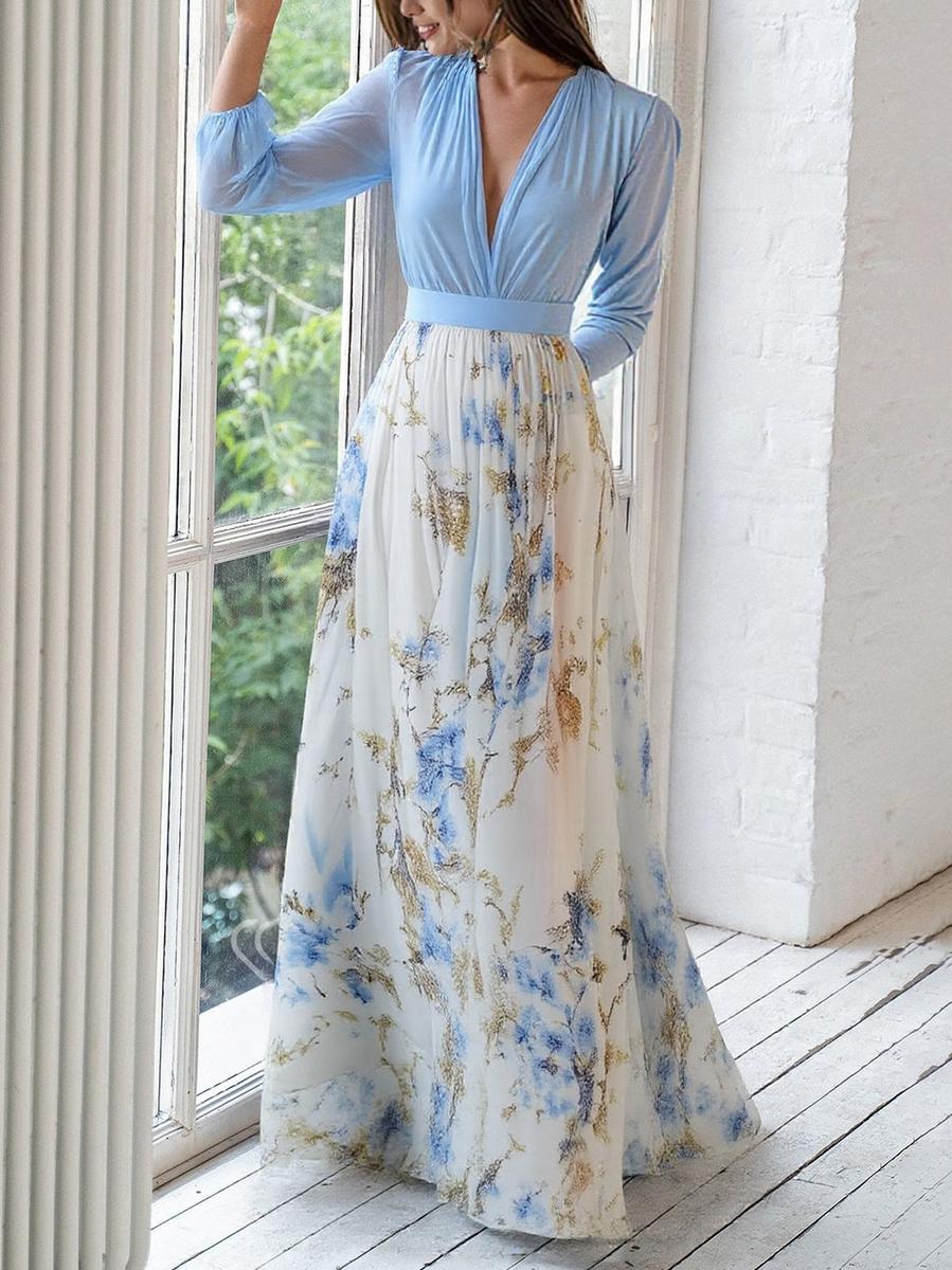 Drina - Vestido maxi con estampado floral deslumbrante