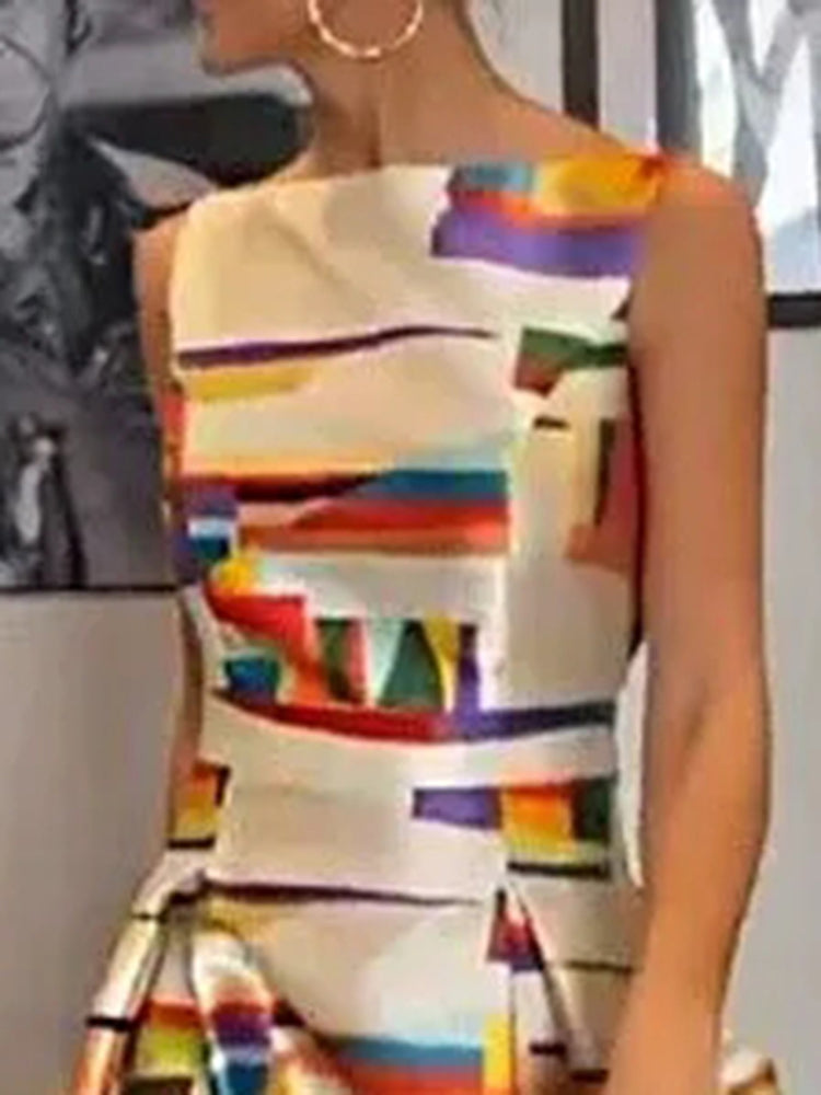 Isabeau - Vestido largo geométrico