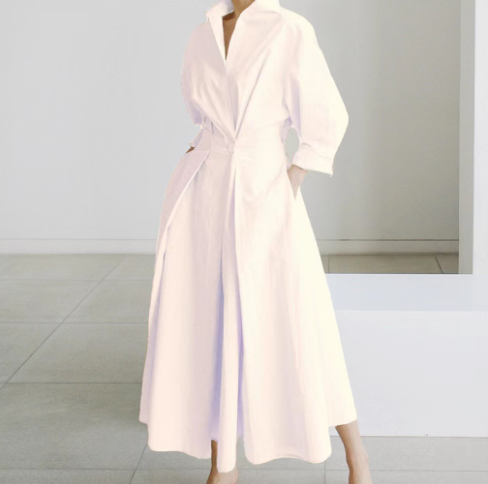 Esther - Elegante Vestido Camisero de Algodón para Primavera