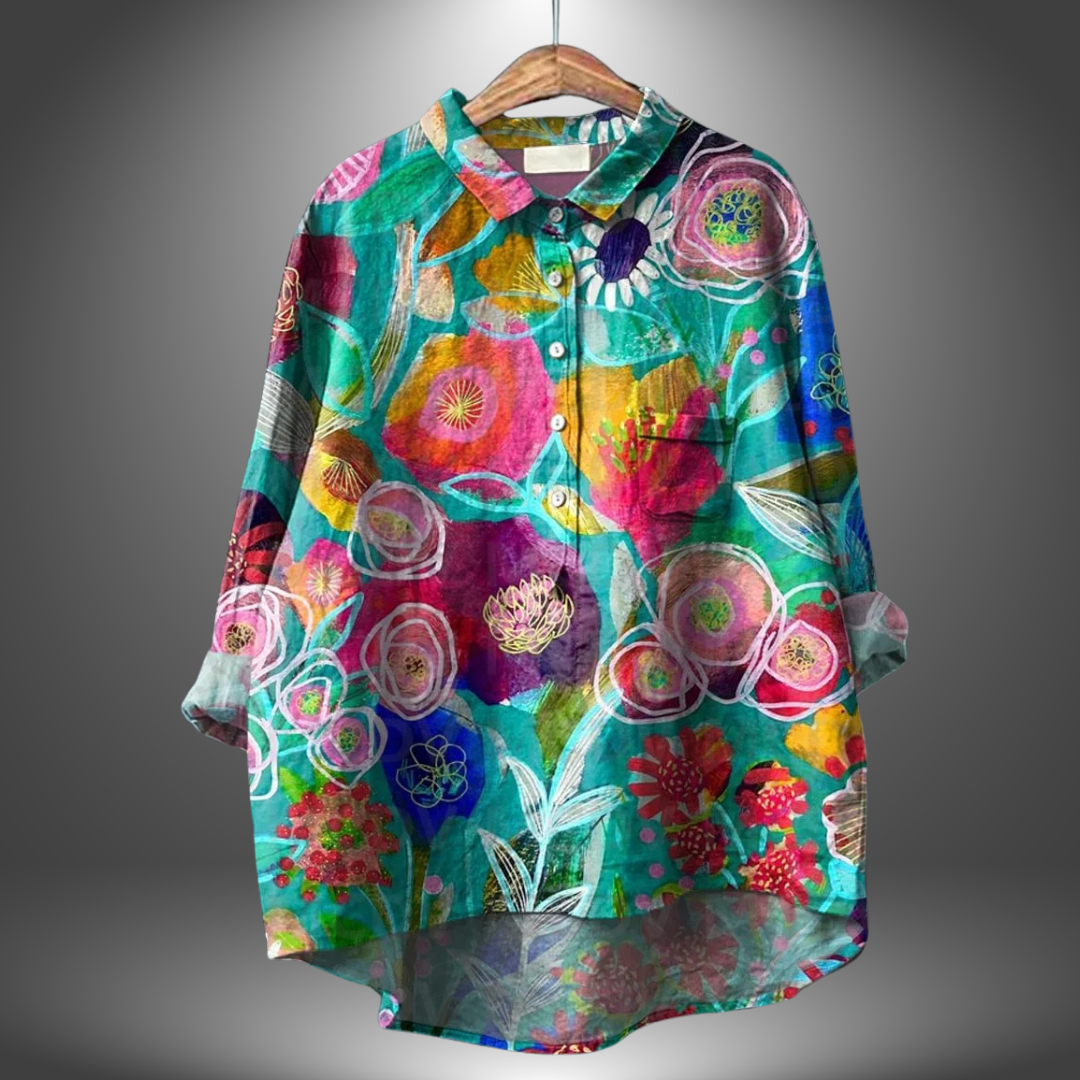 Vina - Camisa Floral Artesanal de Mujer