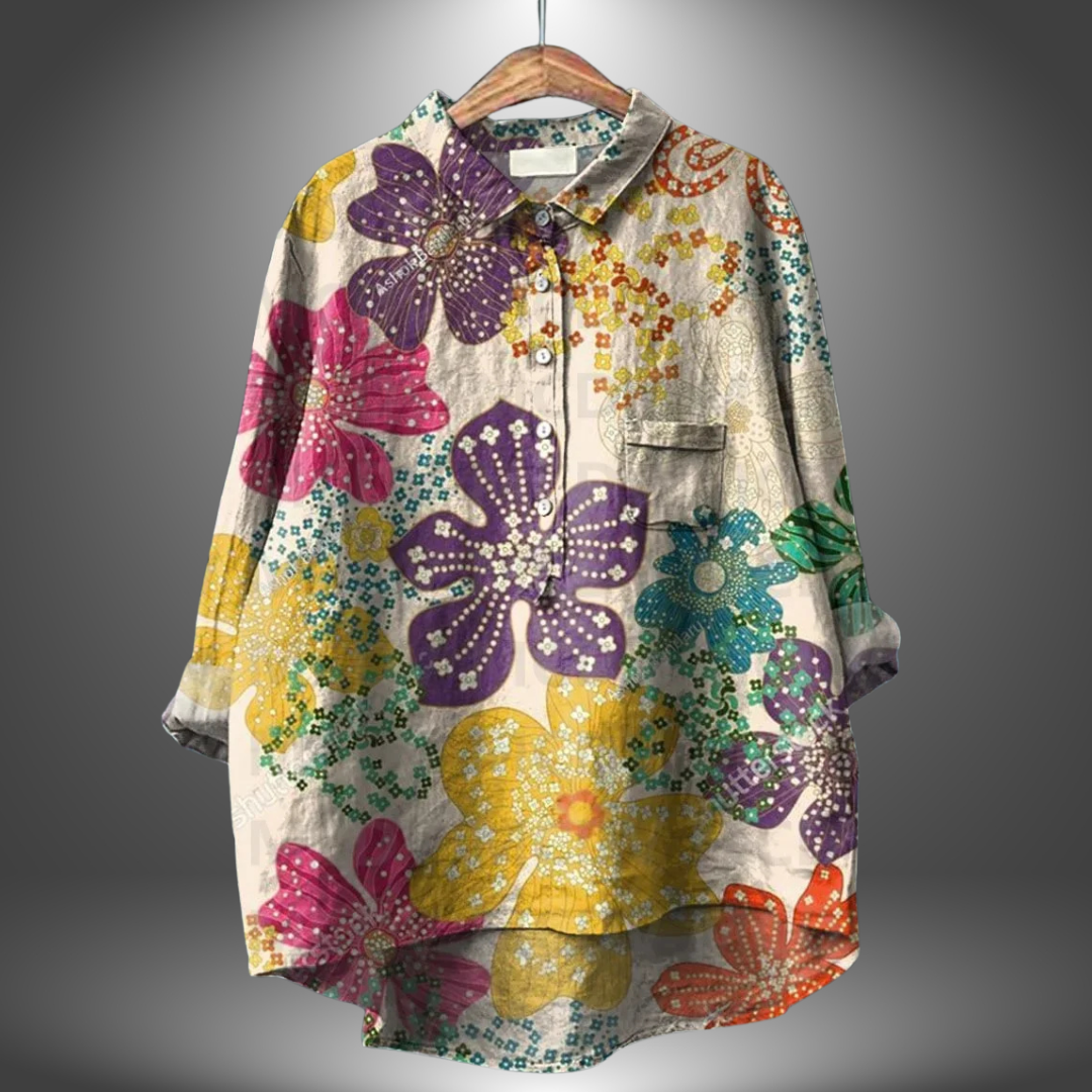 Vina - Camisa Floral Artesanal de Mujer