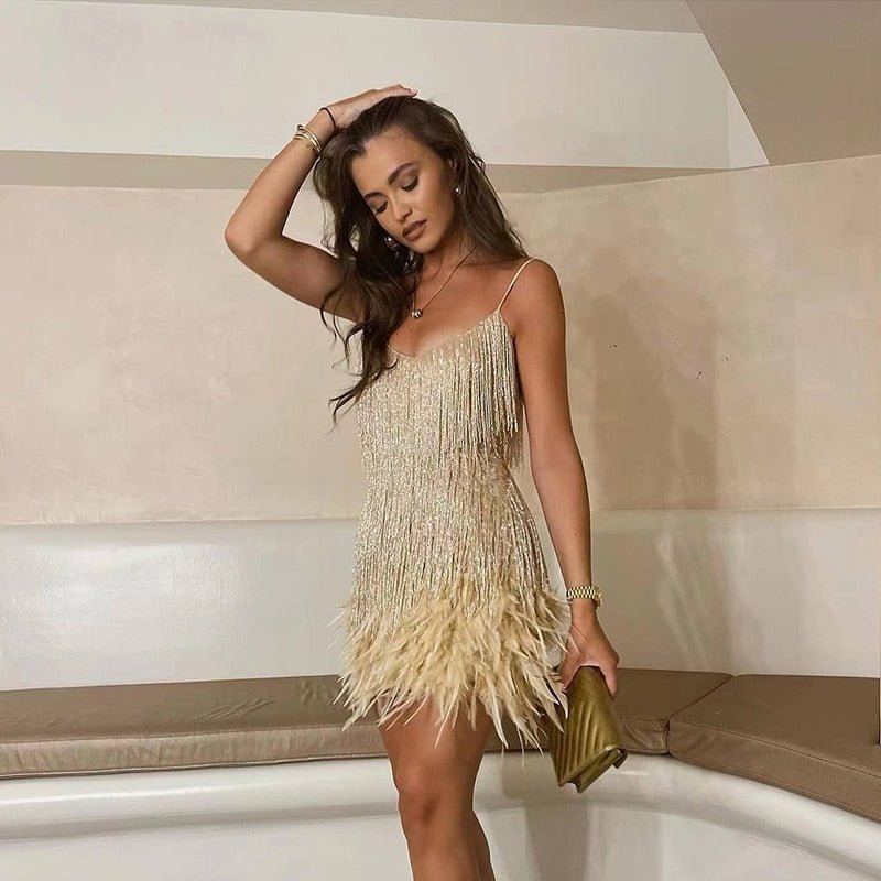 Brielle - Vestido mini de plumas