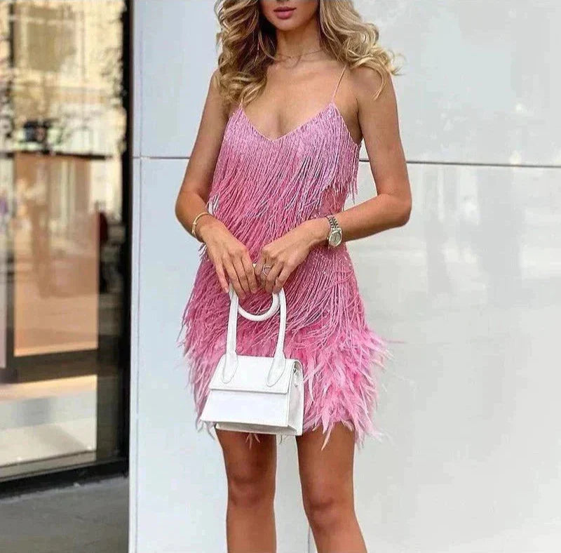 Brielle - Vestido mini de plumas