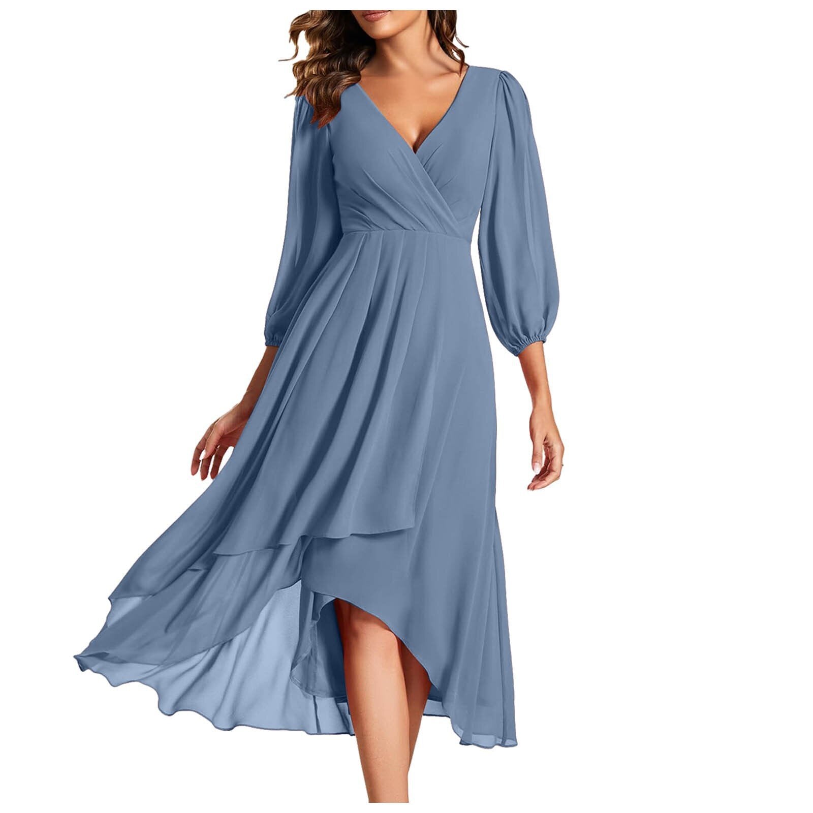 Mia - Vestido con escote en V y dobladillo asimétrico