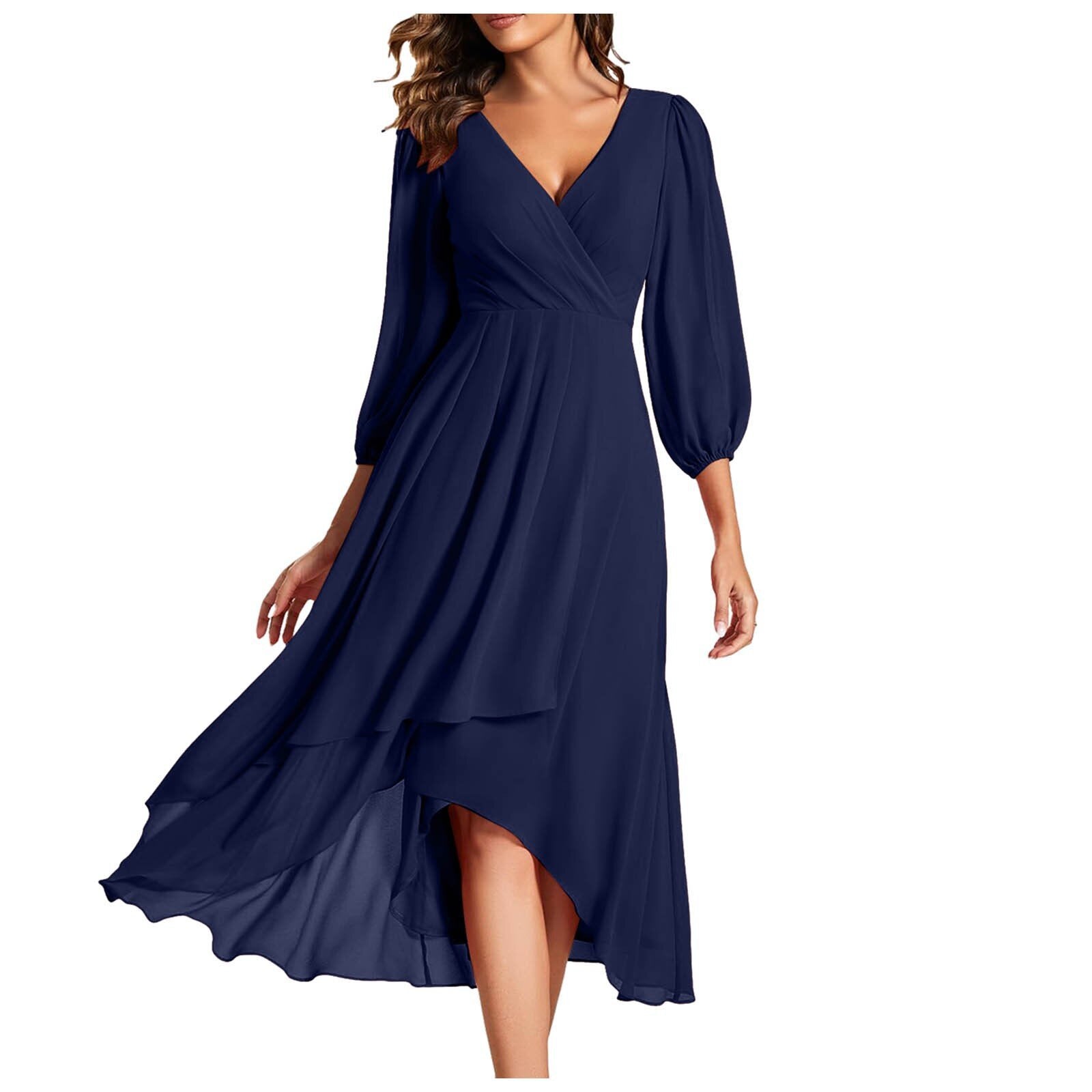 Mia - Vestido con escote en V y dobladillo asimétrico