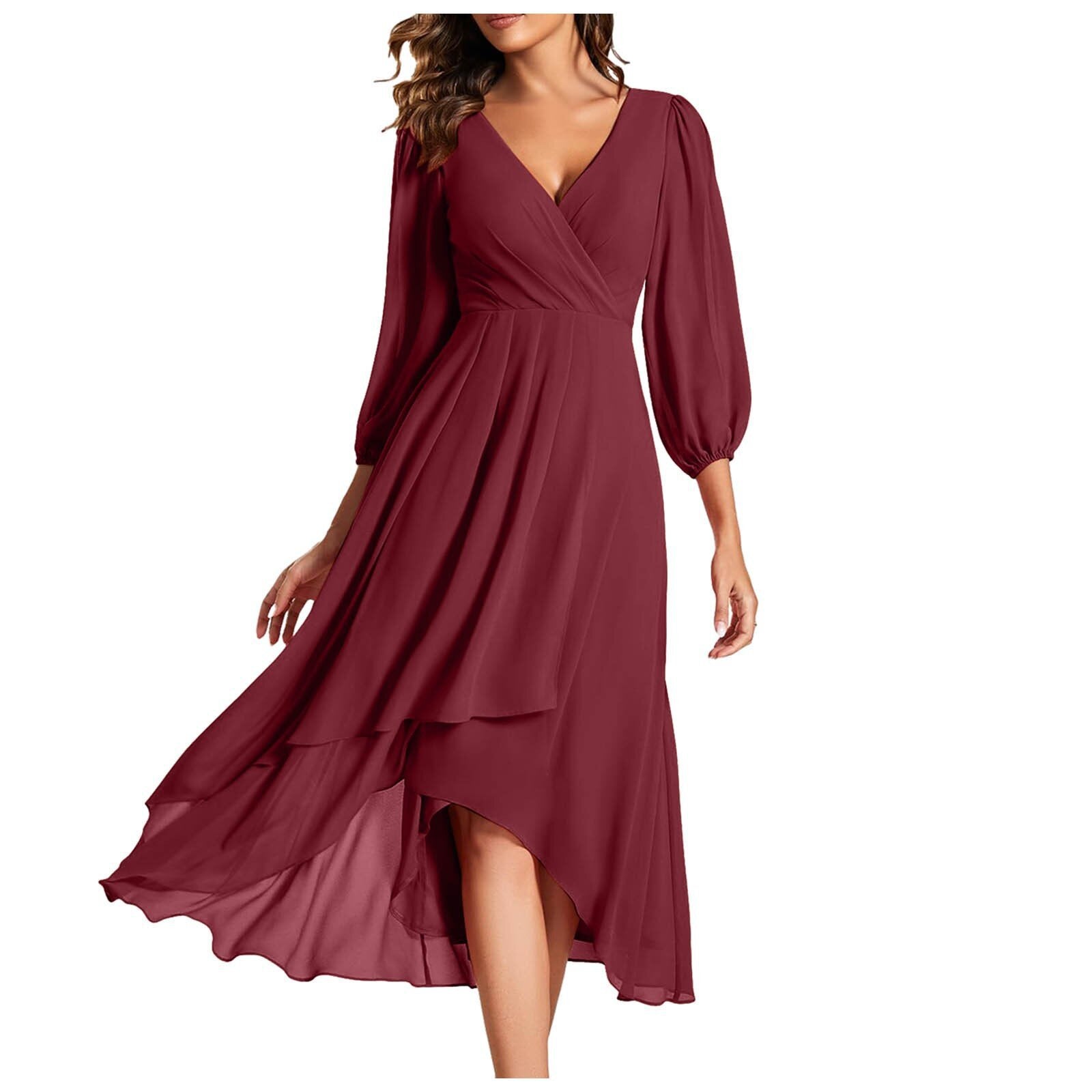 Mia - Vestido con escote en V y dobladillo asimétrico