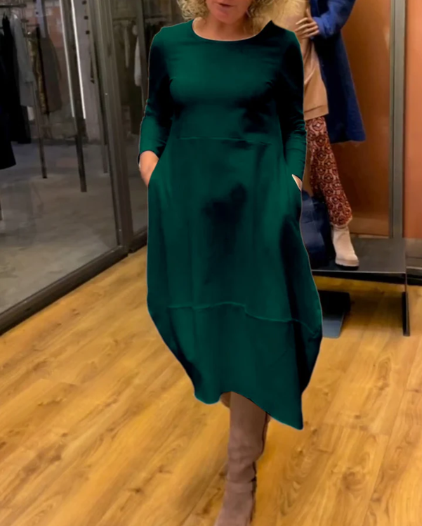Coco - Vestido midi negro con bolsillos