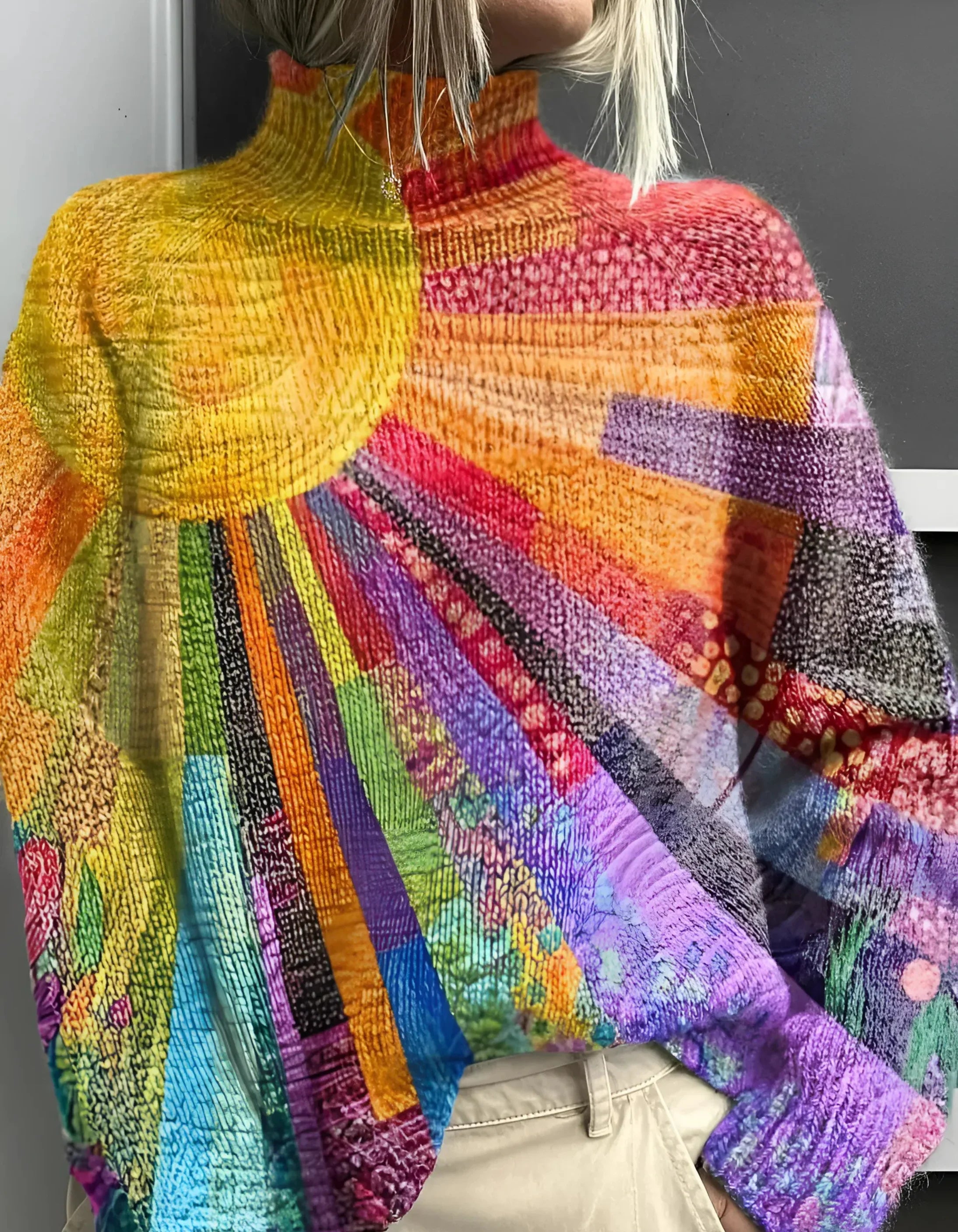 Kiki - Jersey de cuello alto alegre y colorido