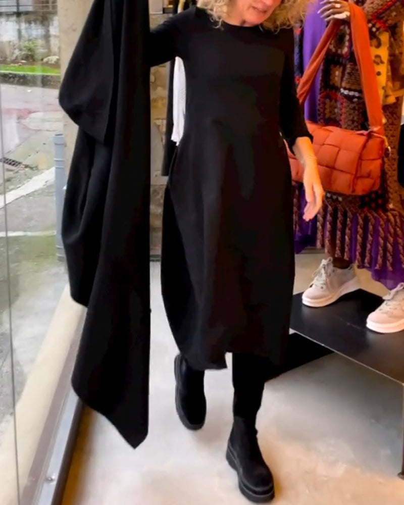 Coco - Vestido midi negro con bolsillos