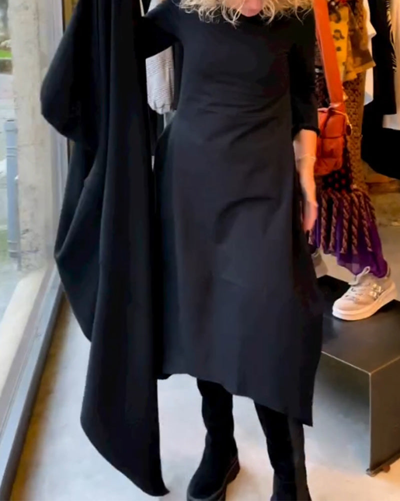 Coco - Vestido midi negro con bolsillos
