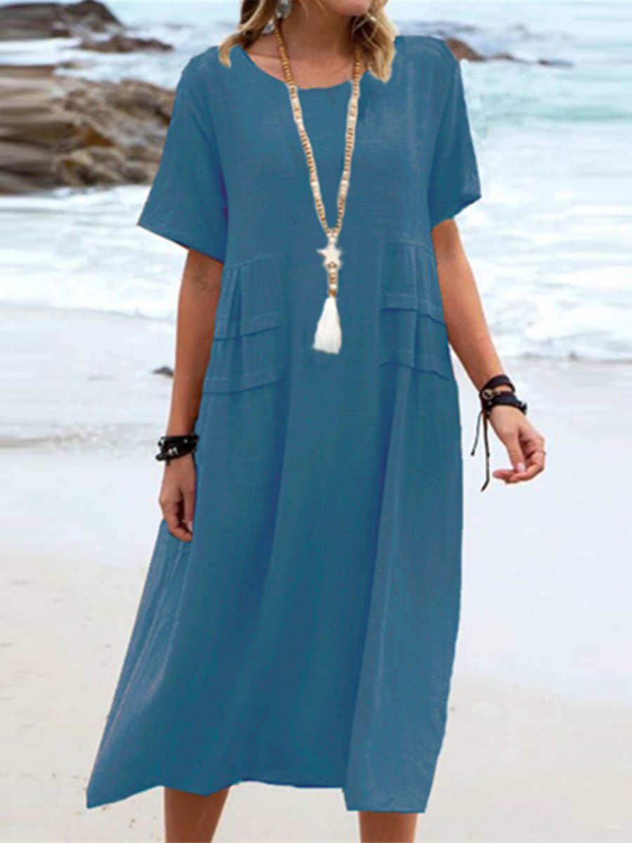 Ella - Vestido suelto de cuello redondo