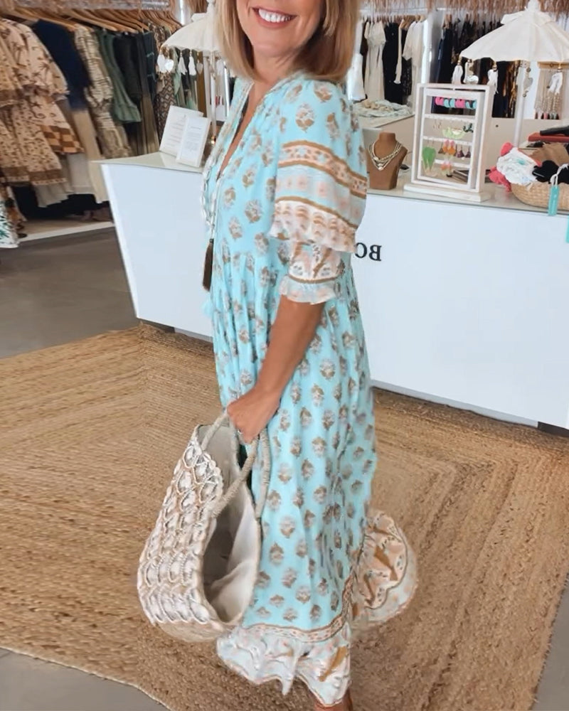 Belita - Vestido Maxi Bohemio con Volantes