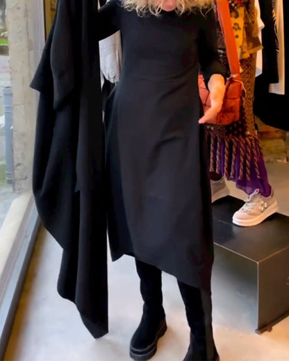 Coco - Vestido midi negro con bolsillos