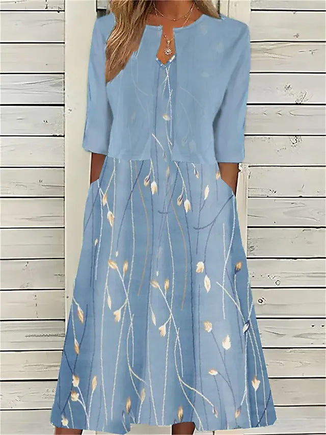 Elise - Vestido midi de dos piezas con estampado floral