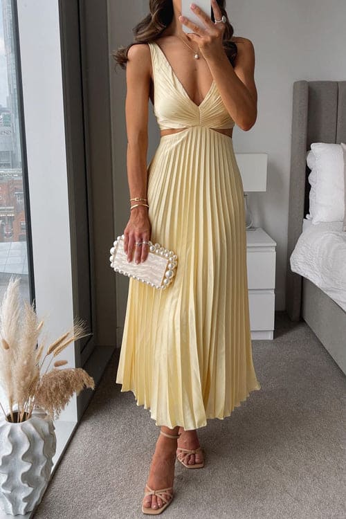 Elsa - Elegante vestido largo plisado