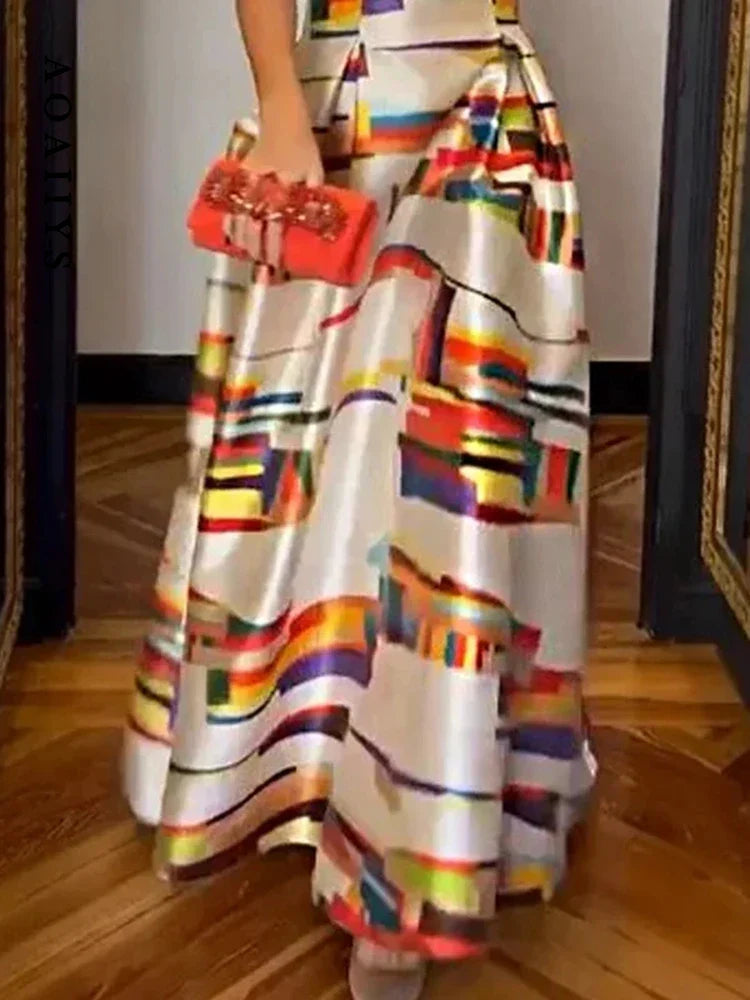 Isabeau - Vestido largo geométrico