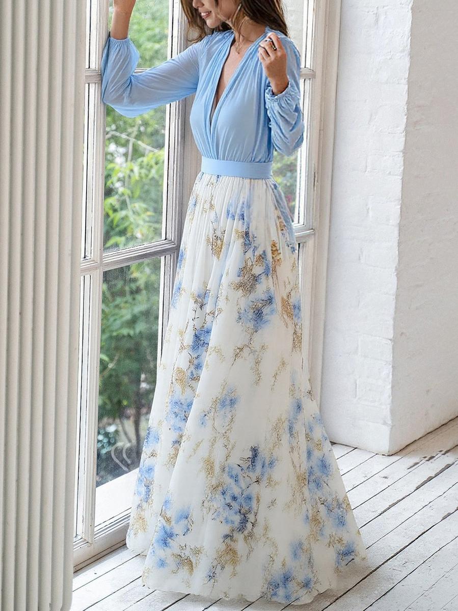 Drina - Vestido maxi con estampado floral deslumbrante