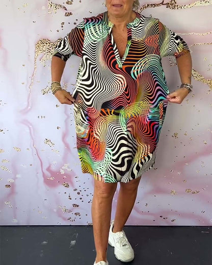 Ria - Vestido colorido con escote en V