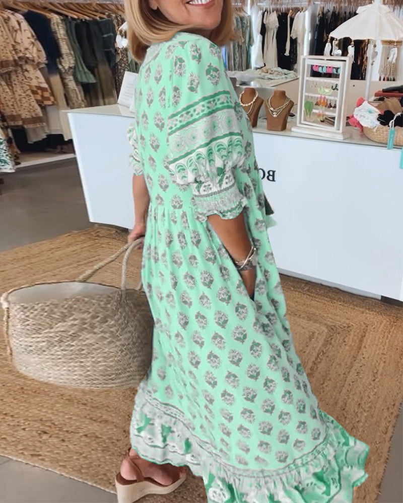 Belita - Vestido Maxi Bohemio con Volantes