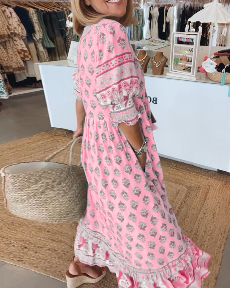 Belita - Vestido Maxi Bohemio con Volantes