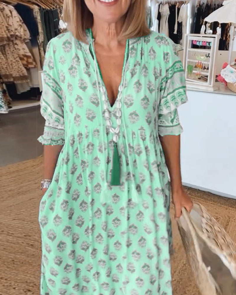 Belita - Vestido Maxi Bohemio con Volantes