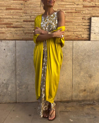 Benita – Vestido largo elegante con cárdigan a juego