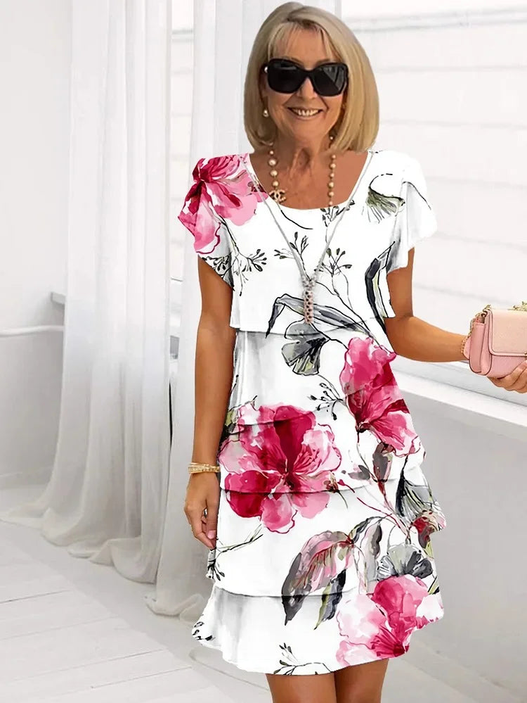 Nita - Vestido Floral con Pliegues y Volantes