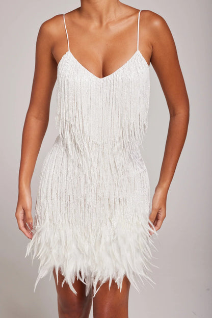 Brielle - Vestido mini de plumas