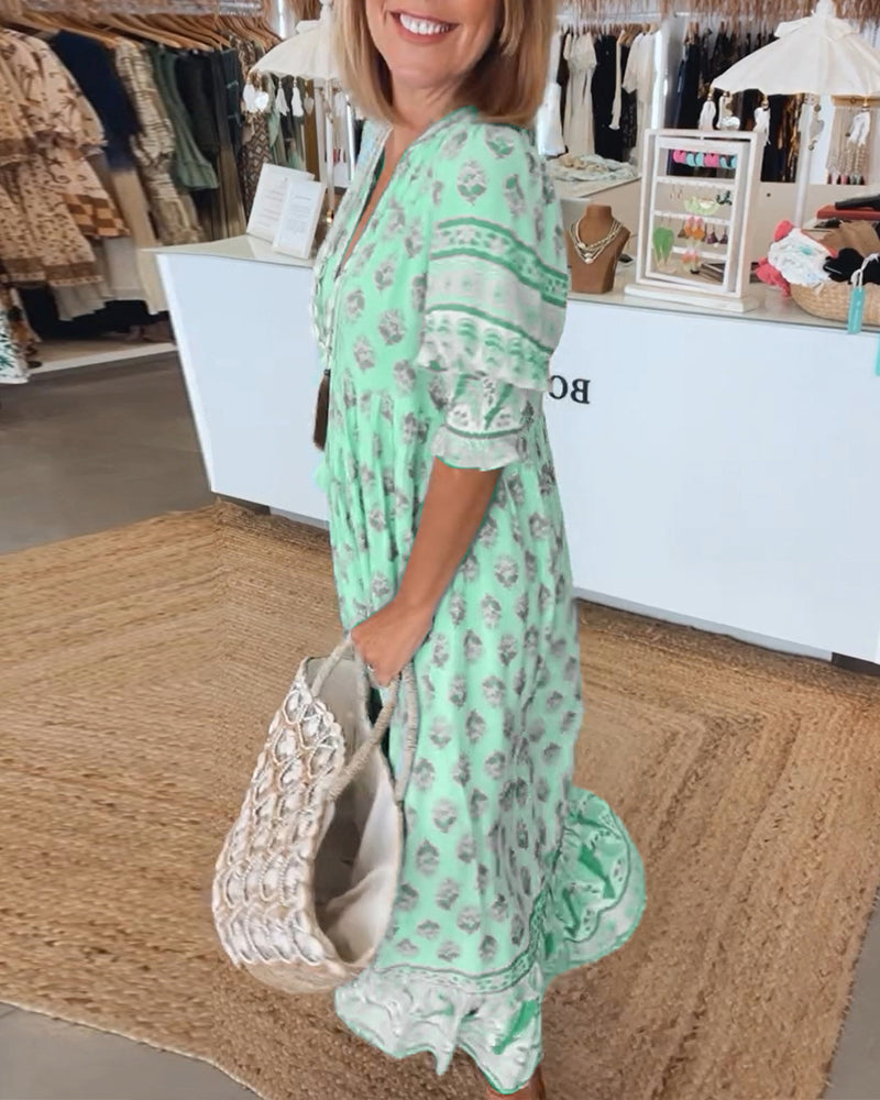 Belita - Vestido Maxi Bohemio con Volantes
