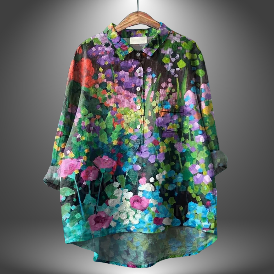 Vina - Camisa Floral Artesanal de Mujer