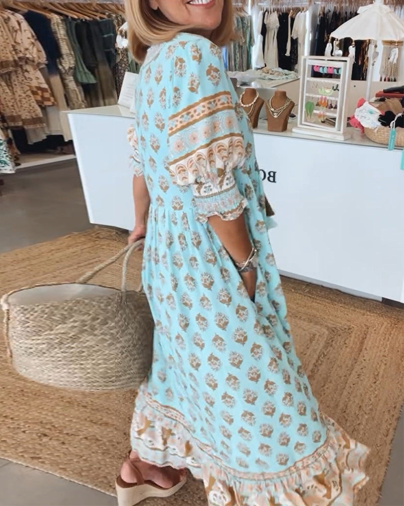 Belita - Vestido Maxi Bohemio con Volantes