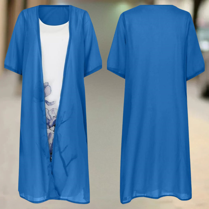 Fiorella - Vestido largo de algodón con cuello redondo