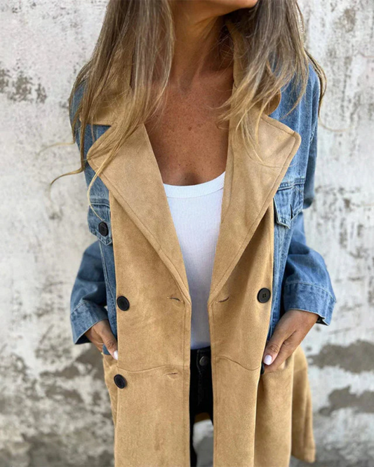Sara - Abrigo de denim y de camel