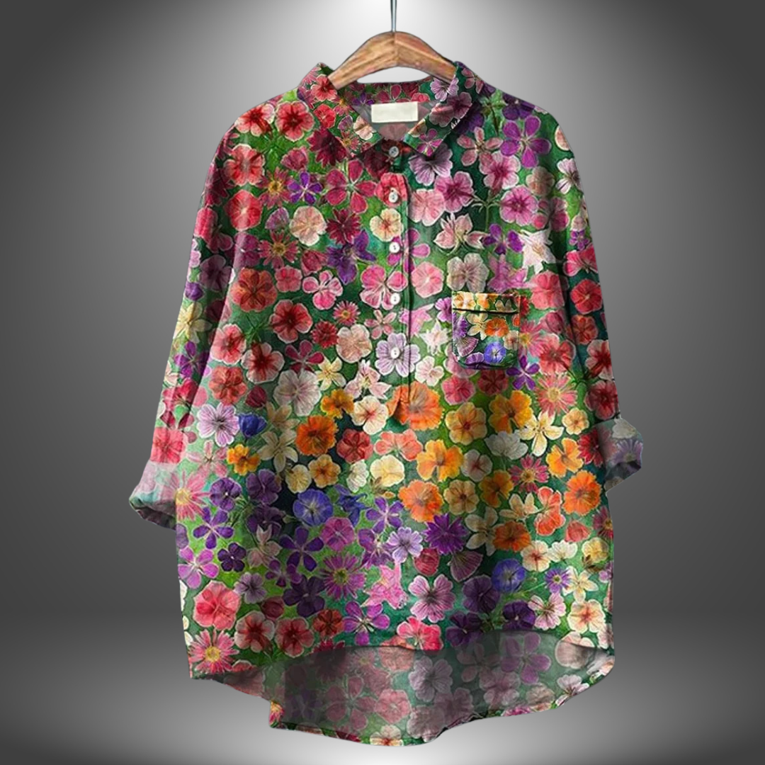 Vina - Camisa Floral Artesanal de Mujer