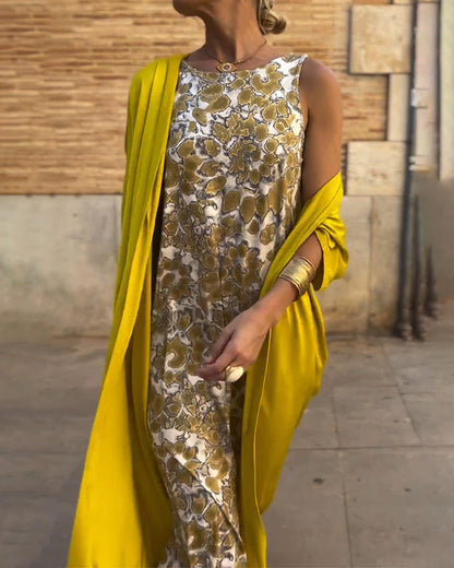 Benita – Vestido largo elegante con cárdigan a juego