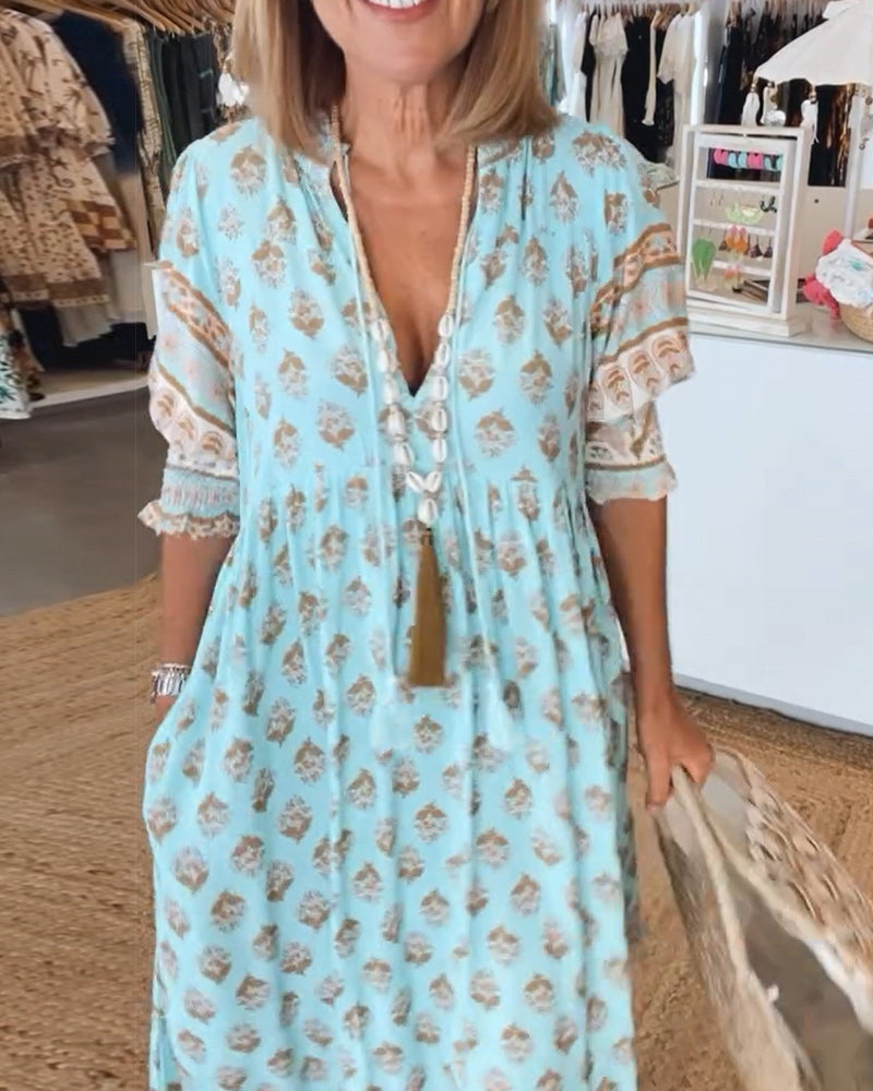 Belita - Vestido Maxi Bohemio con Volantes
