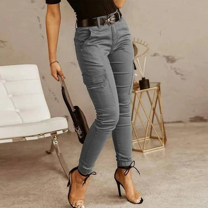 Brisha - Pantalones cargo de mezclilla tipo felpa