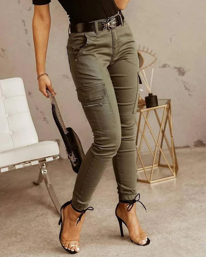 Brisha - Pantalones cargo de mezclilla tipo felpa