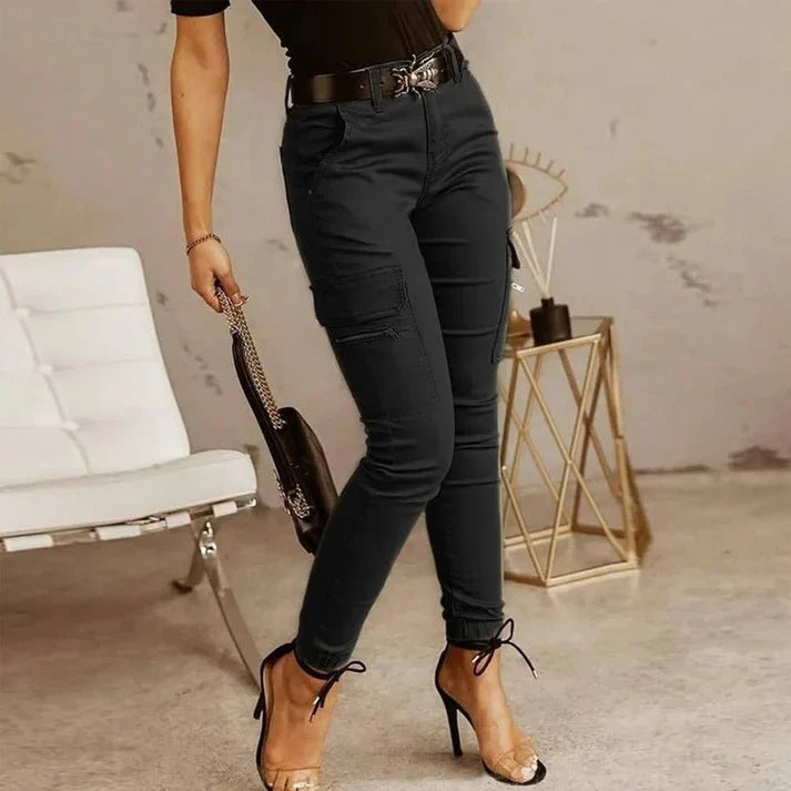 Brisha - Pantalones cargo de mezclilla tipo felpa