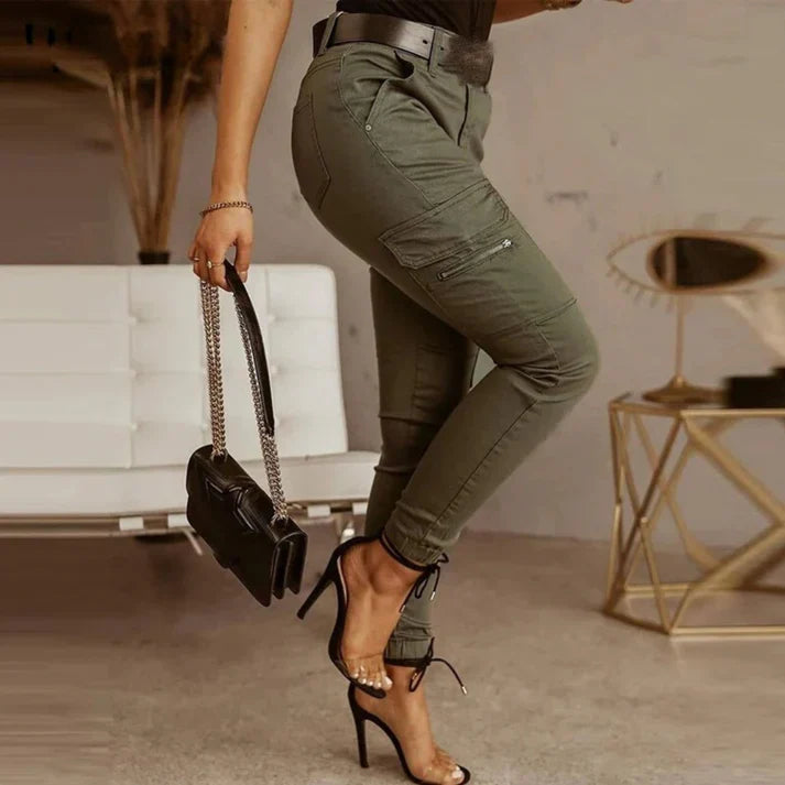 Brisha - Pantalones cargo de mezclilla tipo felpa