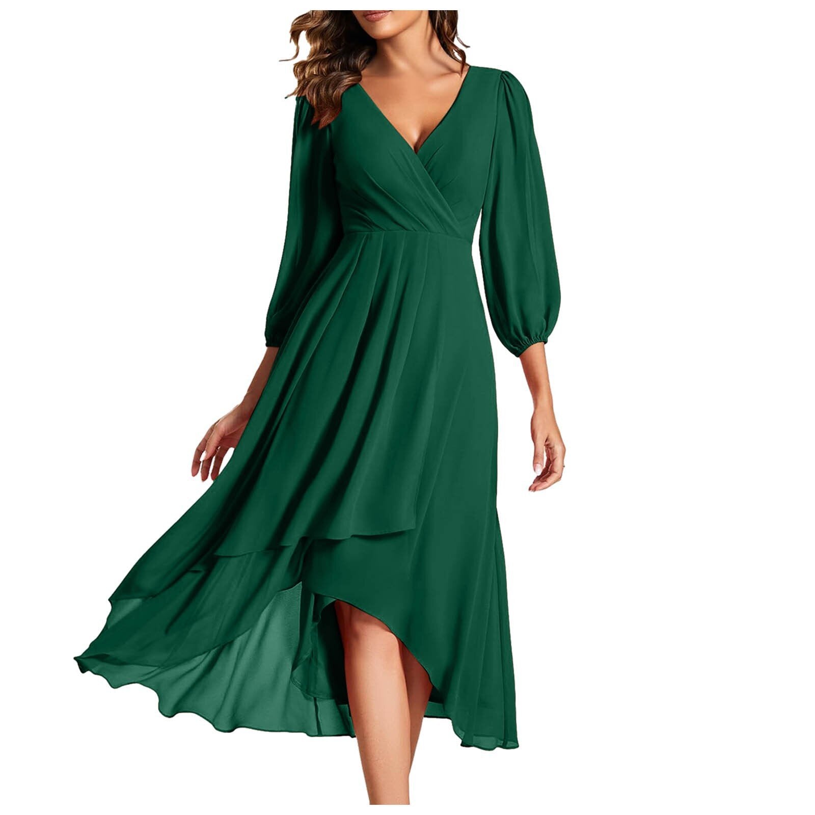 Mia - Vestido con escote en V y dobladillo asimétrico