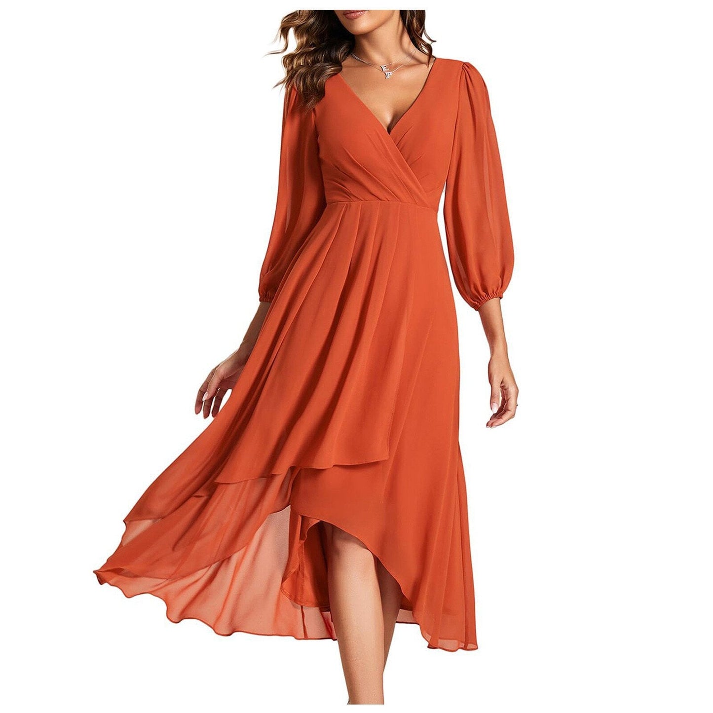 Mia - Vestido con escote en V y dobladillo asimétrico