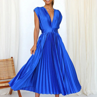 Noor - Vestido largo plisado con cinturón